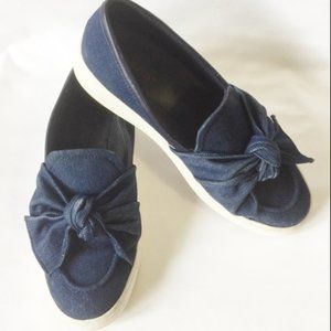 Nine West Denim  Bow Slip on Platform Sneaker